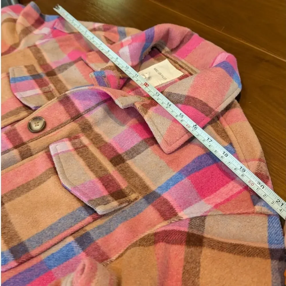 Anthropologie Avec Les Filles Ali Boxy Plaid Button Shirt Jacket Shacket, size S